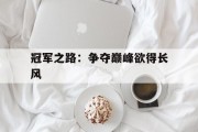 开云体育登录-冠军之路：争夺巅峰欲得长风的简单介绍